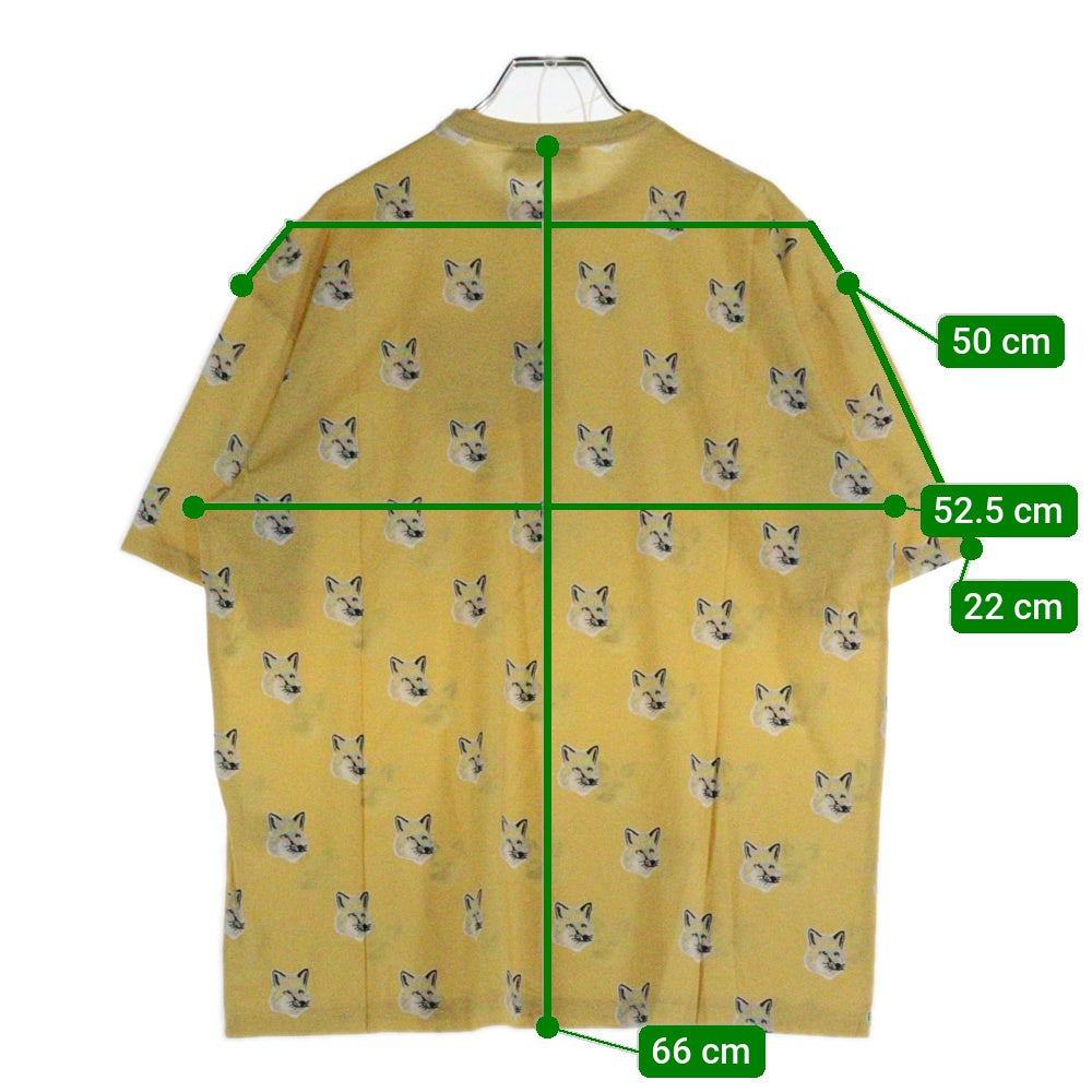 MAISON KITSUNE(メゾンキツネ) フェイス総柄 半袖Tシャツ カットソー レディース イエロー/ホワイト