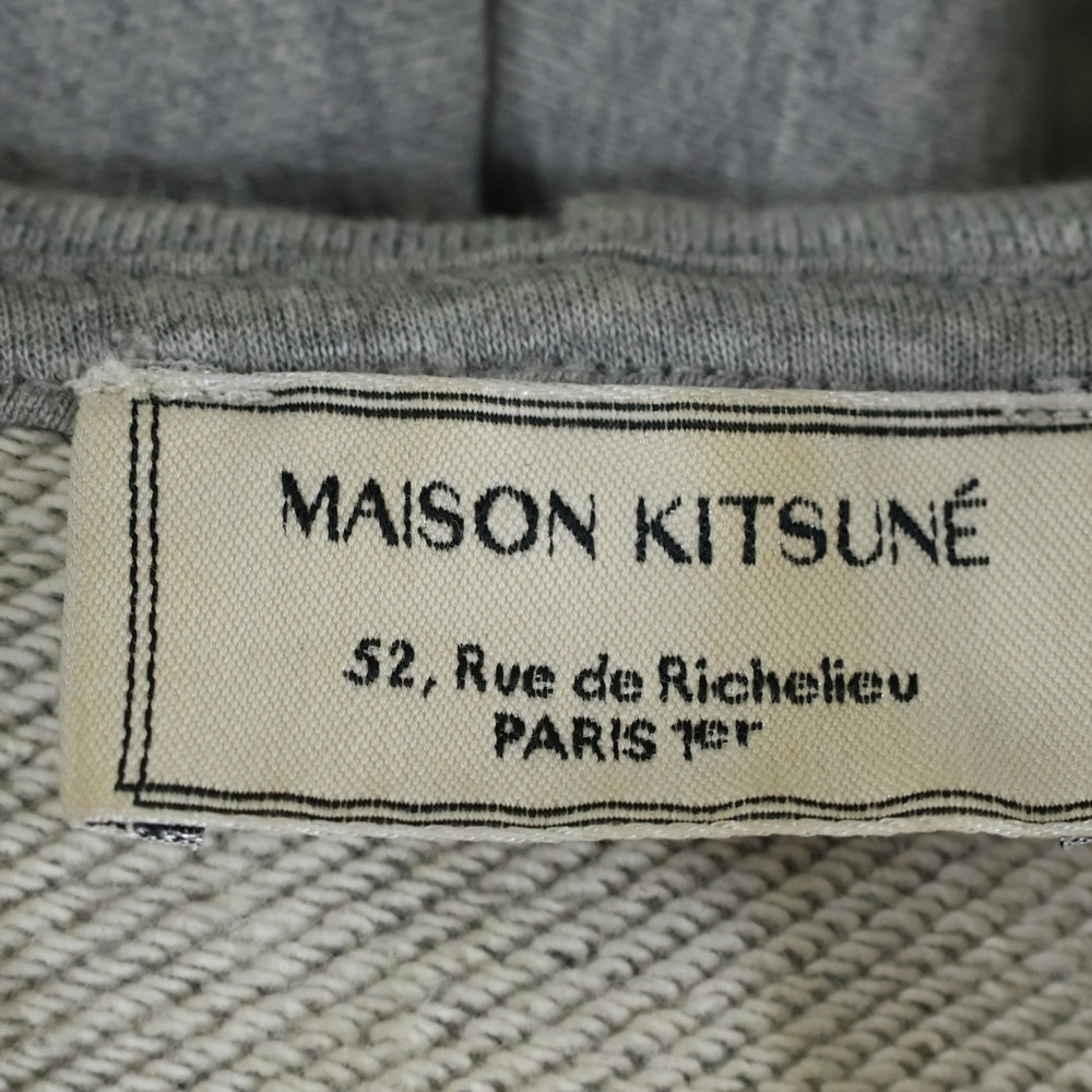 MAISON KITSUNE(メゾンキツネ) キツネパッチ ドローストリング ジップアップフーディ スウェットパーカー レディース グレー