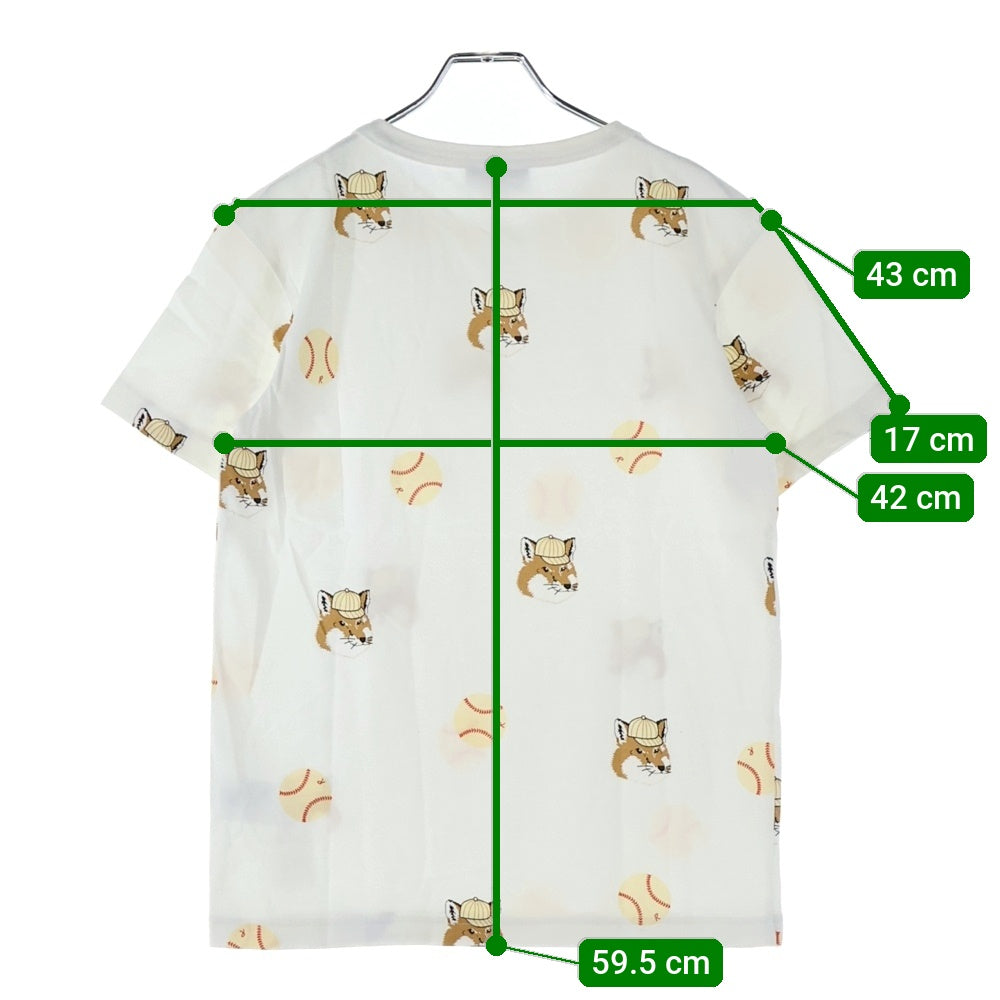 MAISON KITSUNE(メゾンキツネ) ×REEBOK 総柄 半袖Tシャツ カットソー レディース ホワイト/ブラウン
