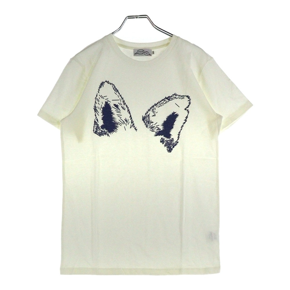 MAISON KITSUNE(メゾンキツネ) イアープリント Tシャツ 半袖カットソー レディース ライトイエロー/ネイビー