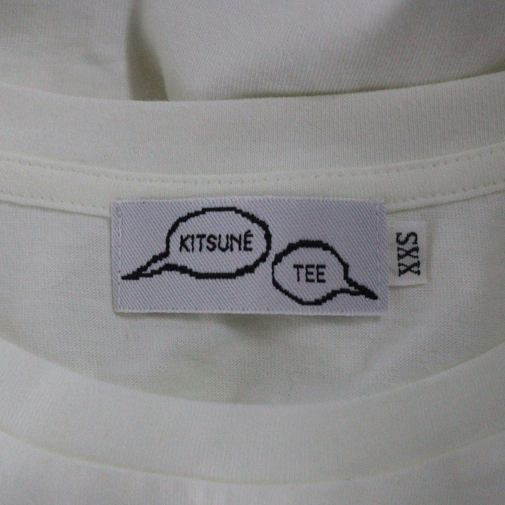 MAISON KITSUNE(メゾンキツネ) イアープリント Tシャツ 半袖カットソー レディース ライトイエロー/ネイビー