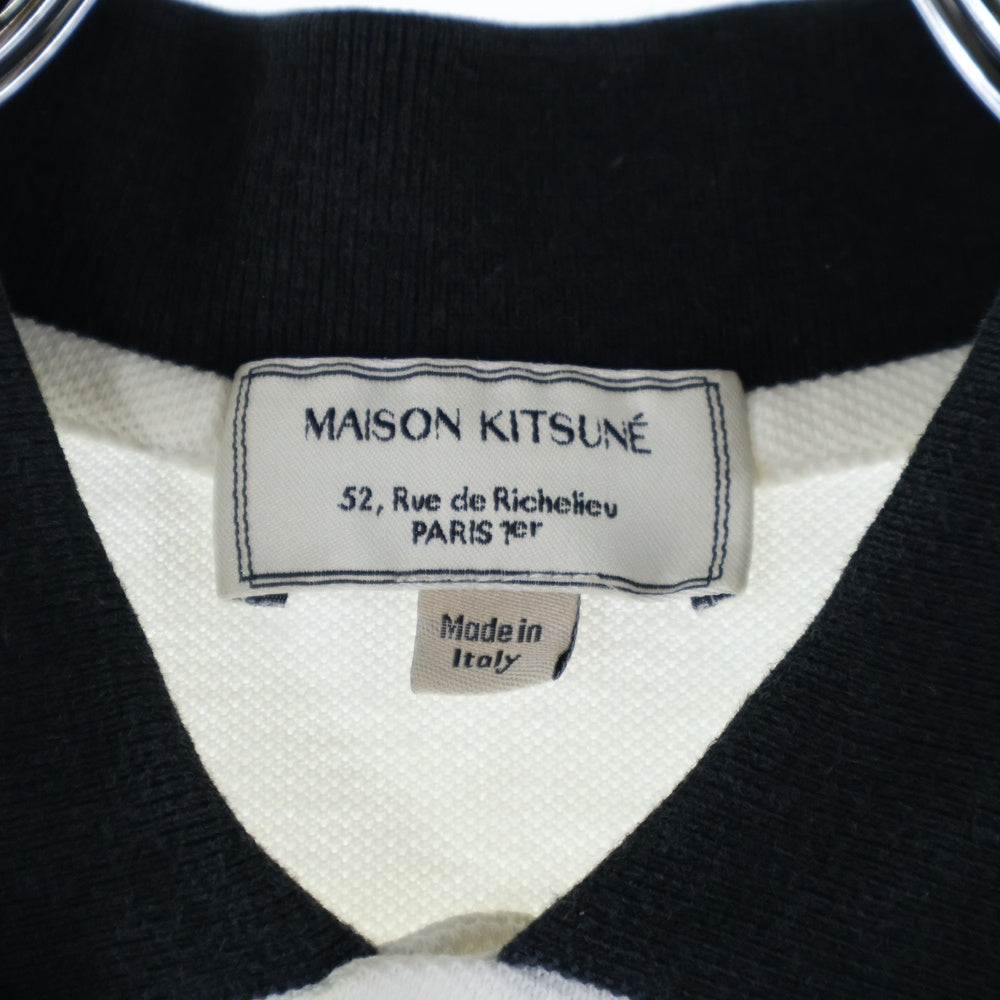 MAISON KITSUNE(メゾンキツネ) キツネパッチ 半袖ポロシャツ レディース ホワイト/ブラック