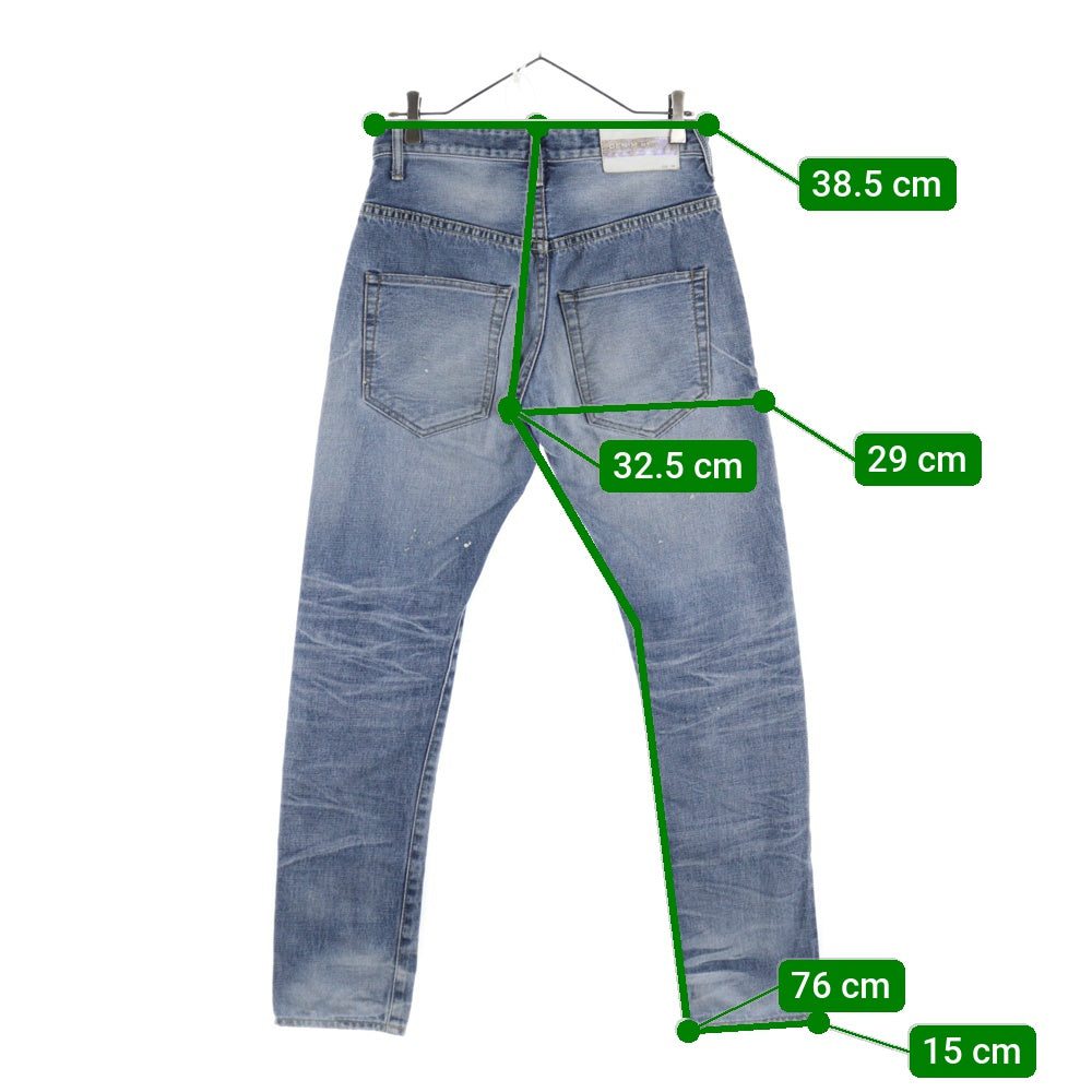 DENIM BY VANQUISH & FRAGMENT(デニムバイヴァンキッシュアンドフラグメント) ハードウォッシュ スリム ロークロッチ ジップフライ デニムパンツ インディゴ VFP4006