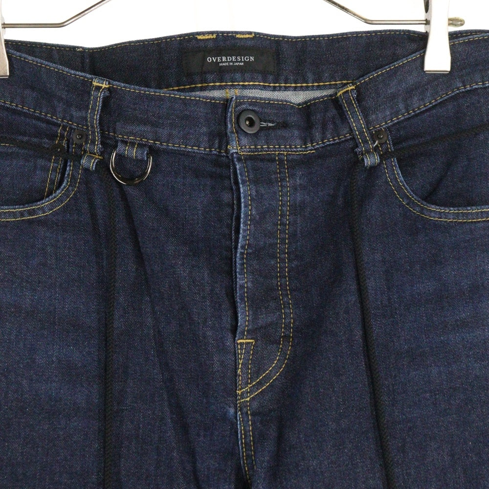OVERDESIGN(オーバーデザイン) シューレースバイアスラインデザイン コットンストレッチ デニム スキニーパンツ インディゴ