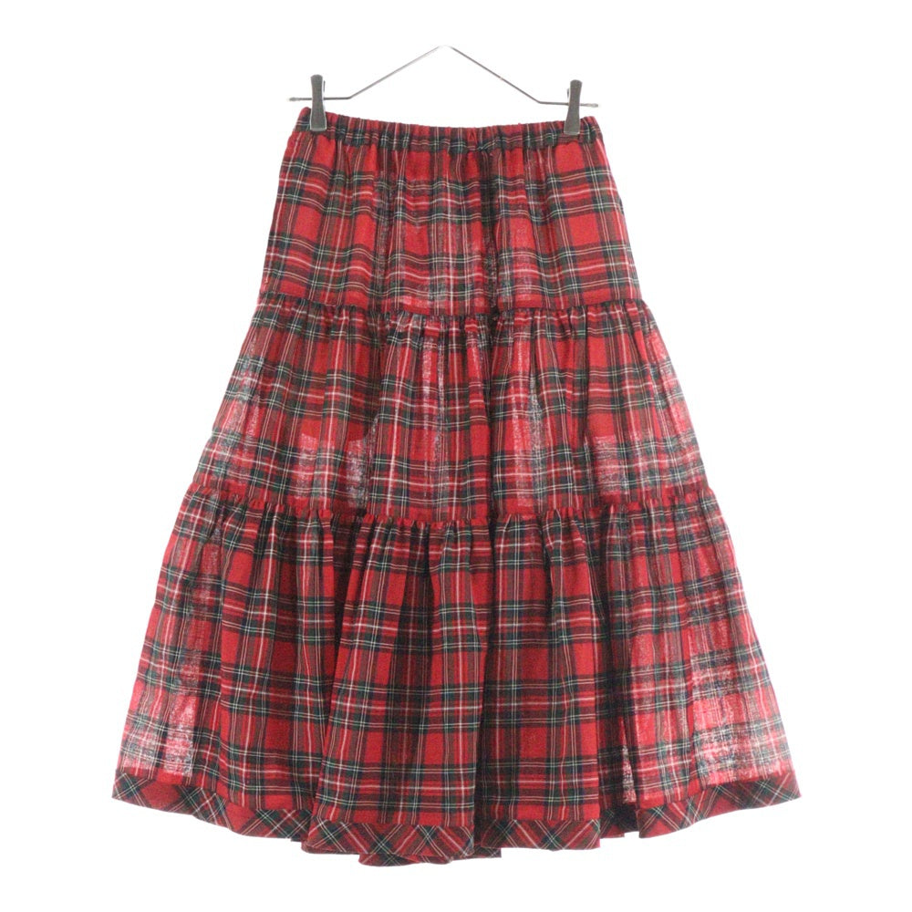 TAO COMME des GARCONS(タオコムデギャルソン) 23AW チェック柄 ロングスカート レディース レッド TL-S009 AD2023