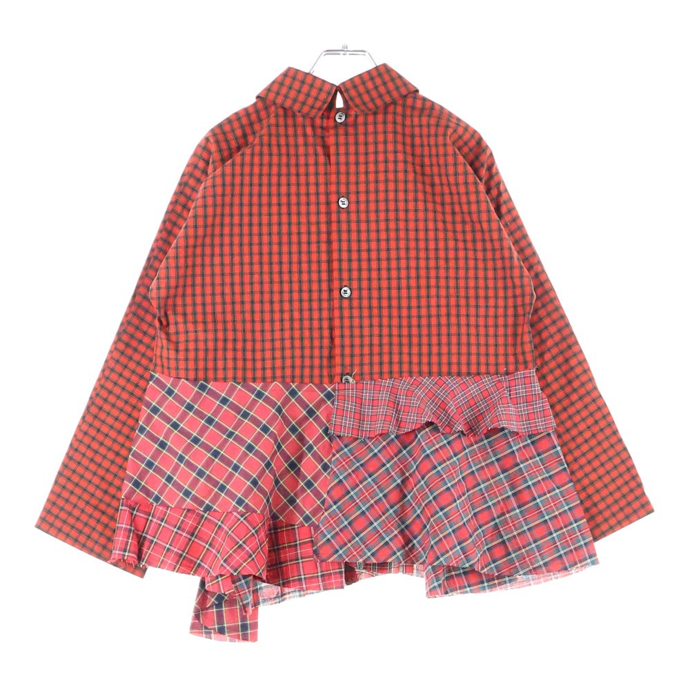 TAO COMME des GARCONS(タオコムデギャルソン) 23AW チェック柄 再構築 長袖シャツ レディース レッド TL-B002 AD2023