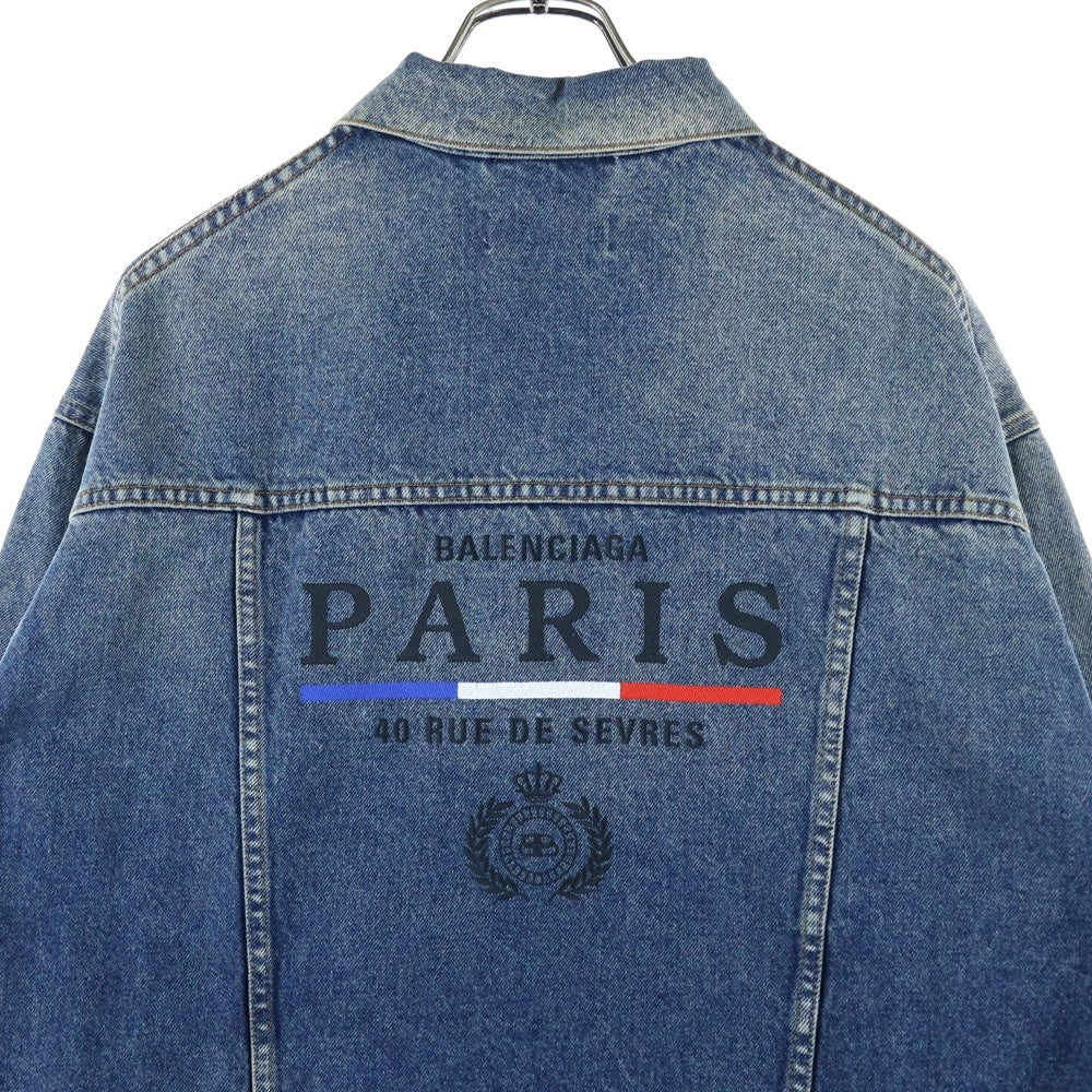 BALENCIAGA(バレンシアガ) 19AW バック刺繍デニム ジャケット JP57 2019 01145 ブルー