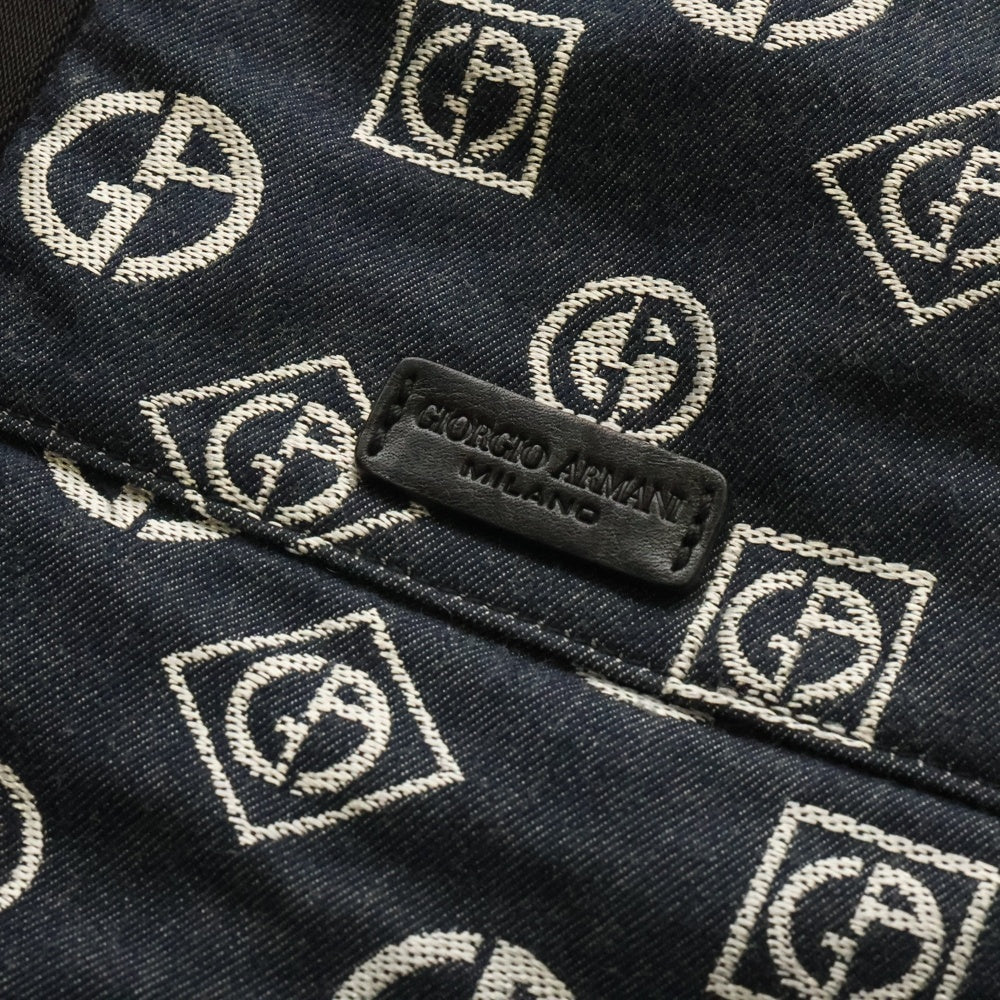 GIORGIO ARMANI(ジョルジオアルマーニ) モノグラム 2WAY デニム ハンド ショルダーバッグ インディゴ