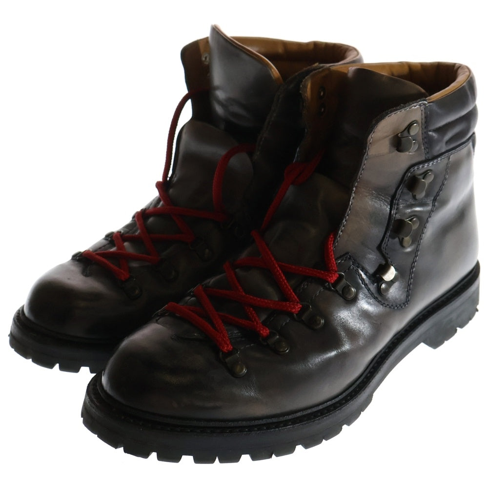 三陽山長(サンヨウヤマチョウ) レザー トレッキング レースアップ ブーツ ブラウン