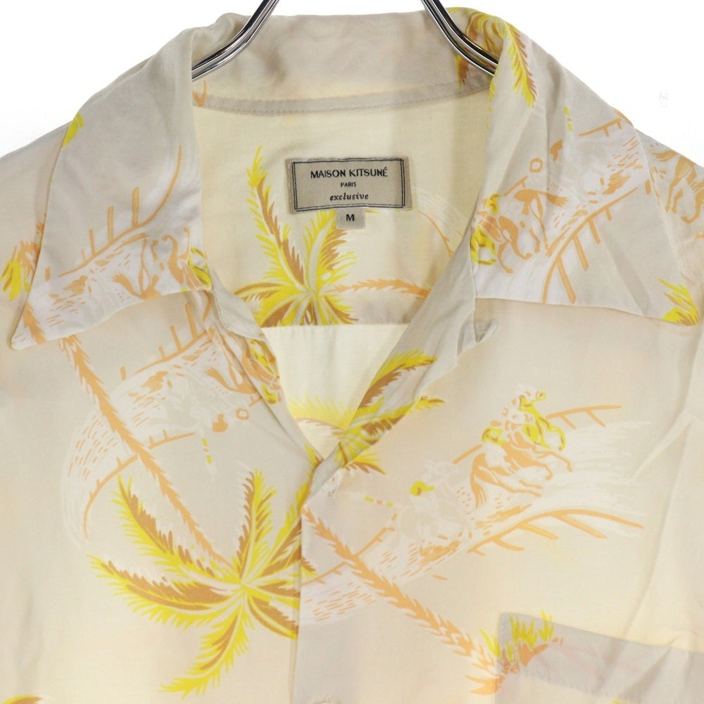 MAISON KITSUNE(メゾンキツネ) KMH30500 総柄 レーヨン 半袖オープンカラーシャツ アイボリー