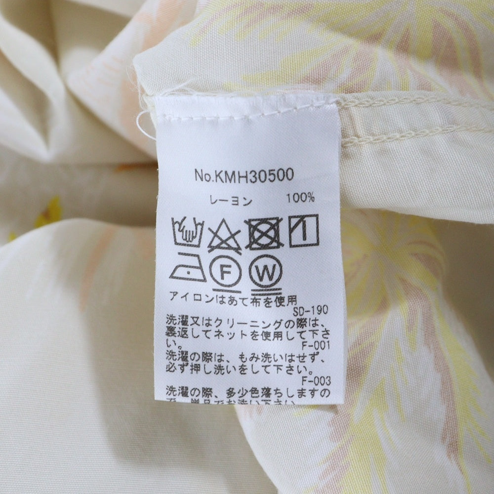 MAISON KITSUNE(メゾンキツネ) KMH30500 総柄 レーヨン 半袖オープンカラーシャツ アイボリー