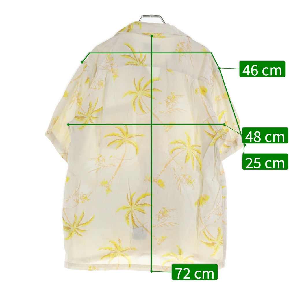 MAISON KITSUNE(メゾンキツネ) KMH30500 総柄 レーヨン 半袖オープンカラーシャツ アイボリー