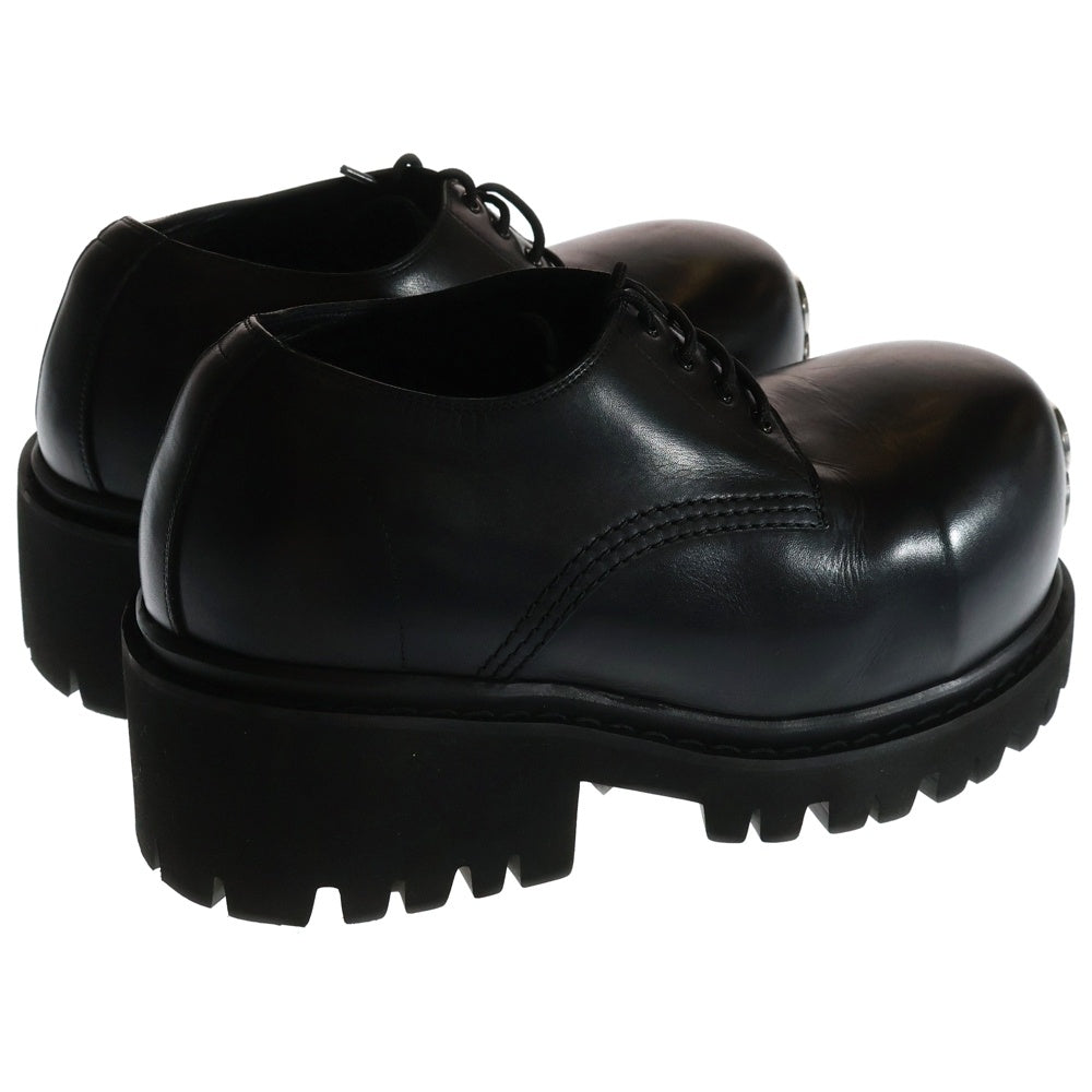 BALENCIAGA(バレンシアガ) STOMPER DERBY SHOES ストンパー ラウンドトゥ メタルロゴ レザーダービーシューズ ブラック 807326