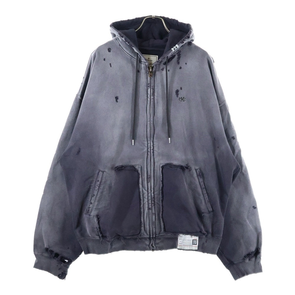 MAISON MIHARAYASUHIRO(メゾンミハラヤスヒロ) 24AW Sun Faded Parka サンフェードパーカー ダメージ加工 ジップアップスウェットフーディ グレー A13PK541