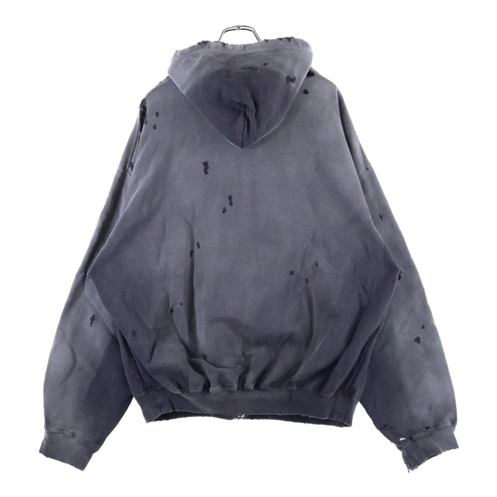 MAISON MIHARAYASUHIRO(メゾンミハラヤスヒロ) 24AW Sun Faded Parka サンフェードパーカー ダメージ加工 ジップアップスウェットフーディ グレー A13PK541