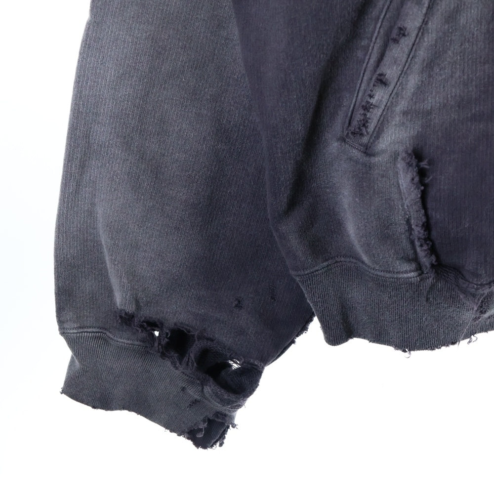 MAISON MIHARAYASUHIRO(メゾンミハラヤスヒロ) 24AW Sun Faded Parka サンフェードパーカー ダメージ加工 ジップアップスウェットフーディ グレー A13PK541