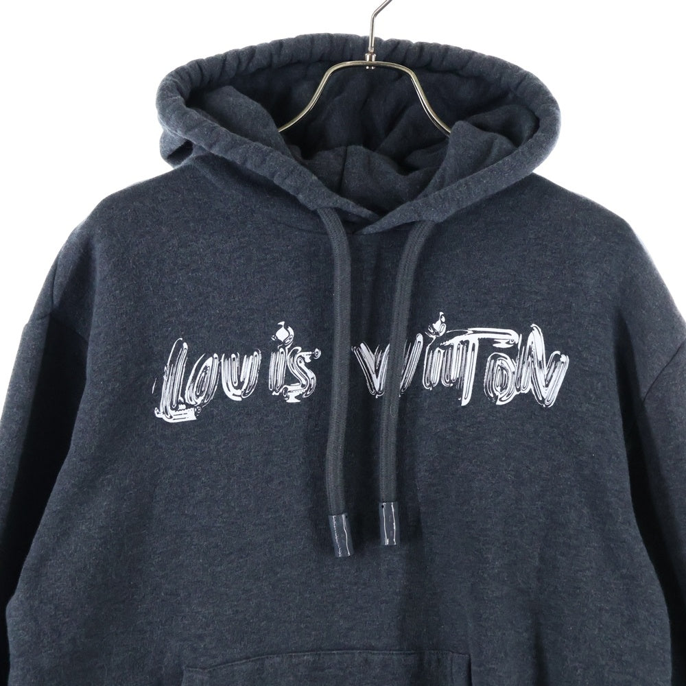 LOUIS VUITTON(ルイヴィトン) 24SS LOGO PRINT PARKA ロゴプリント スウェットパーカー プルオーバー フーディ グレー RM241MQ UYR HQY47W