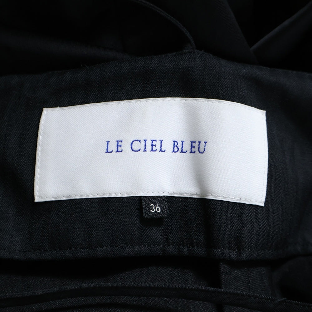 LE CIEL BLEU(ルシェルブルー) レーヨン混 サテンロウ ギャザーワンピース レディース ブラック 19A65517