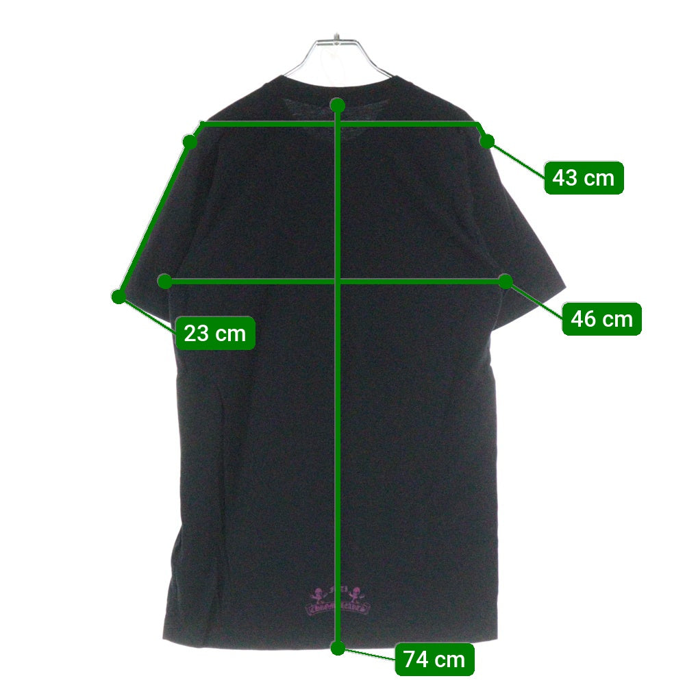 CHROME HEARTS(クロムハーツ) FOTI SCROLL LOGO TEE フォティー スカルロゴプリント クルーネック半袖Tシャツ カットソー ブラック/パープル