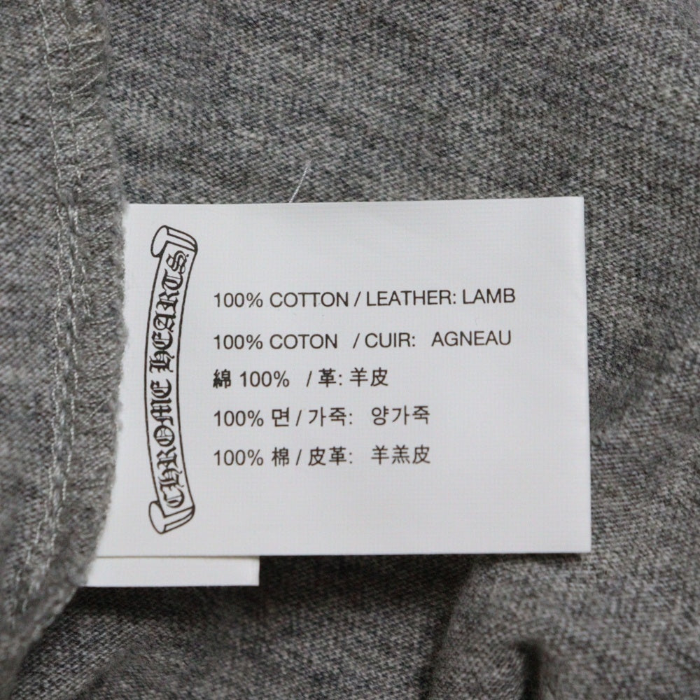 CHROME HEARTS(クロムハーツ) BSフレア ボタン セメタリークロスパッチ ヘンリーネック 半袖Tシャツ カットソー グレー