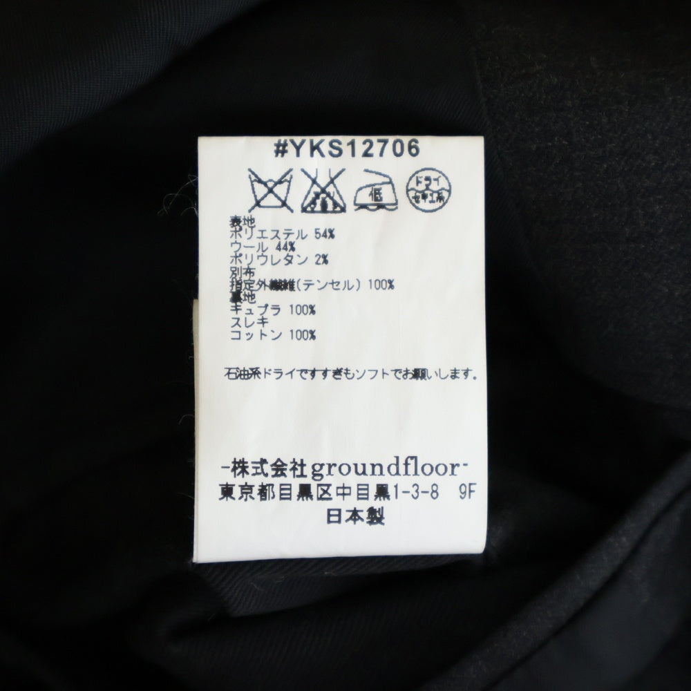 yoshio kubo(ヨシオクボ) 襟切り替え ウール混シングルテーラードジャケット ブラック YKS12706