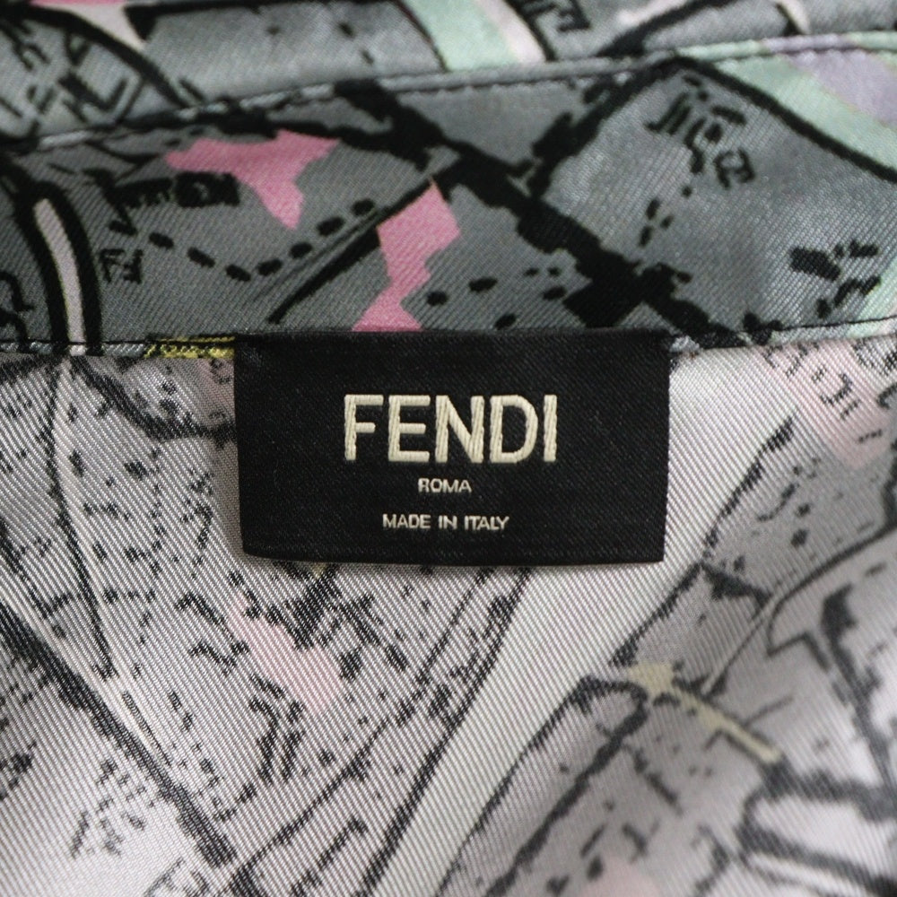 FENDI(フェンディ) 総柄 シルク 長袖オープンカラーシャツ マルチカラー 12CPF-21-4345