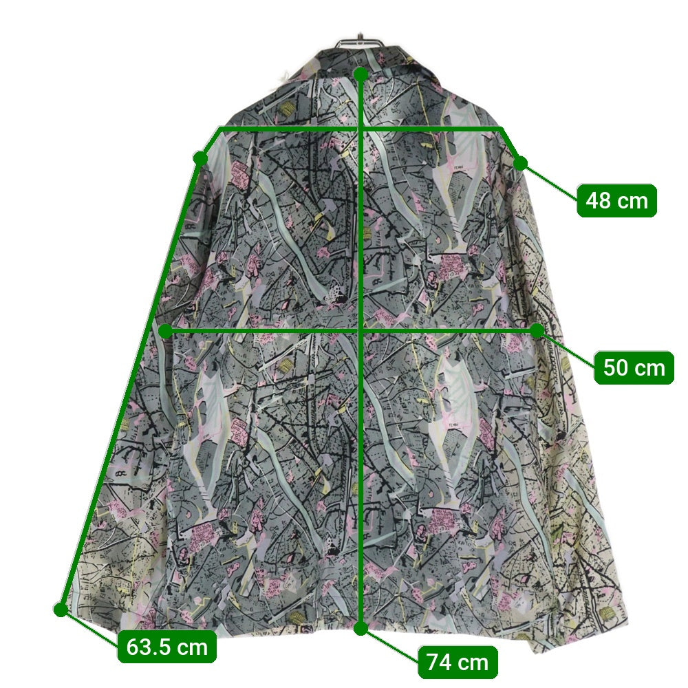 FENDI(フェンディ) 総柄 シルク 長袖オープンカラーシャツ マルチカラー 12CPF-21-4345