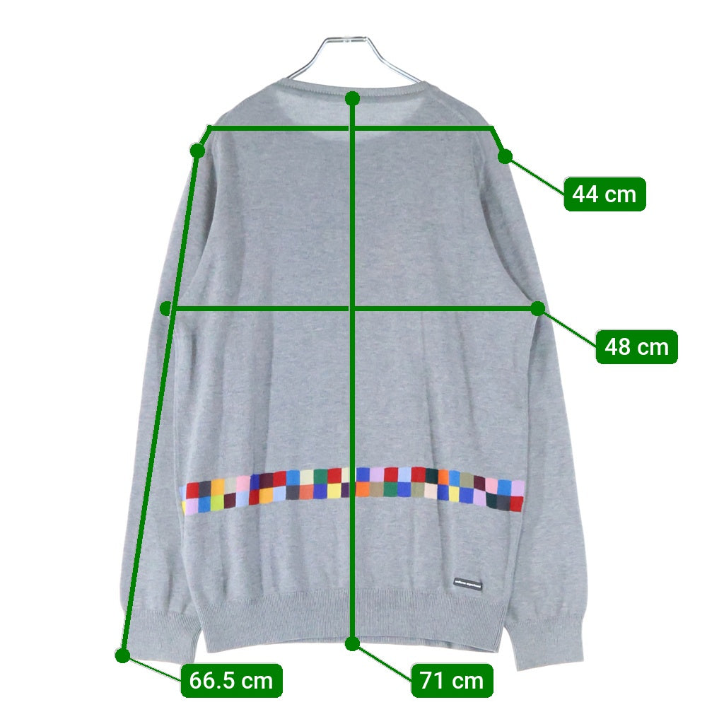 UNIFORM EXPERIMENT(ユニフォームエクスペリメント) 19SS COLOR CHART CREW NECK KNIT カラーチャート クルーネック ニット カーディガン グレー UE-190077