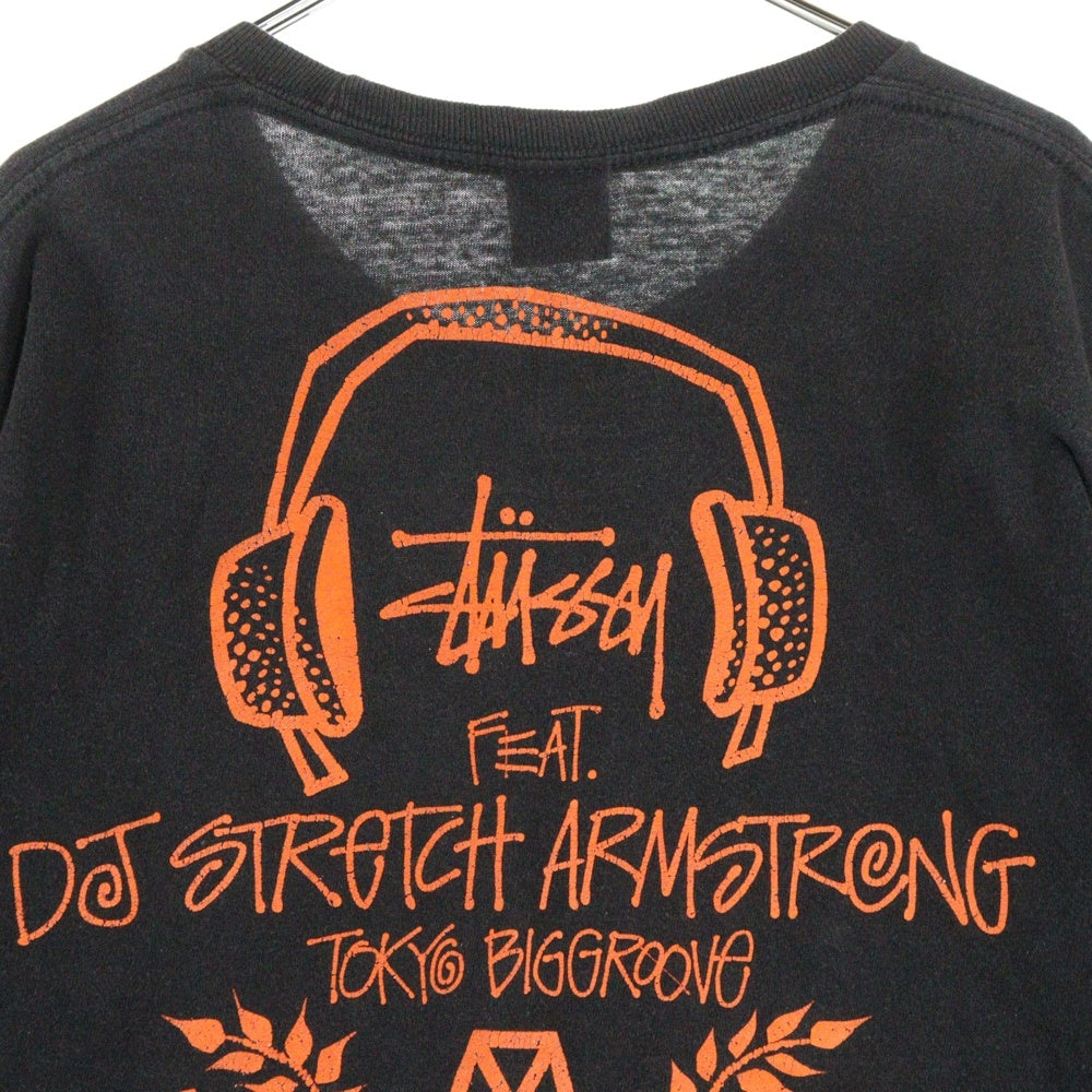 STUSSY(ステューシー) DJ STRETCH ARMSTRONG ストレッチ アームストロング 両面プリント クルーネック カットソー 半袖Tシャツ ブラック