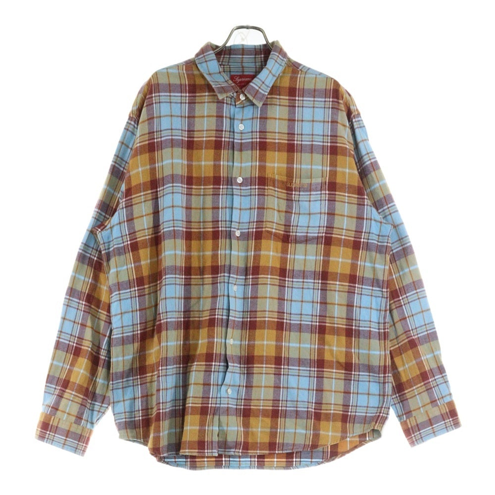 SUPREME(シュプリーム) 22AW Plaid Flannel Shirt プレイド フランネル 胸ポケット チェック長袖シャツ マルチ