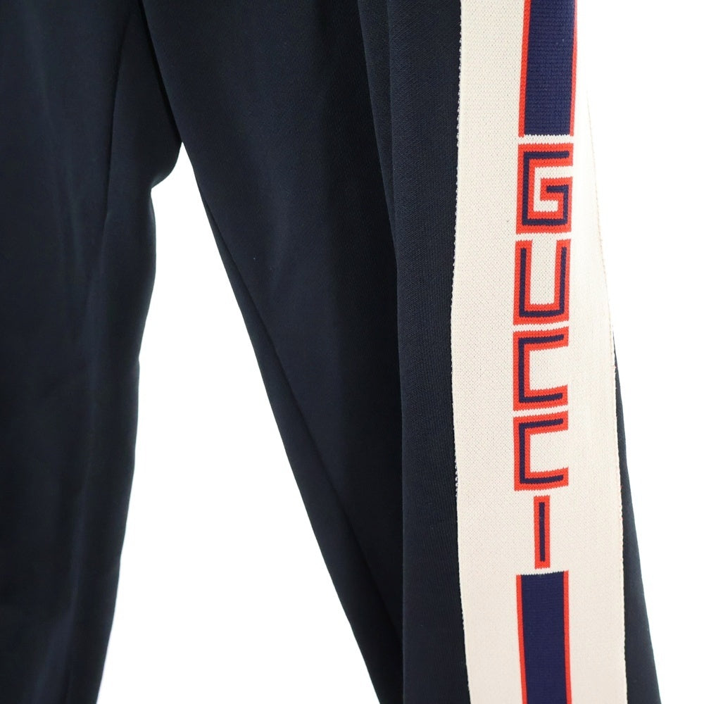 GUCCI(グッチ) 17AW TECHNICAL JERSEY PANTS サイドラインロゴ テクニカル トラックパンツ ブラック 474635 X5T39