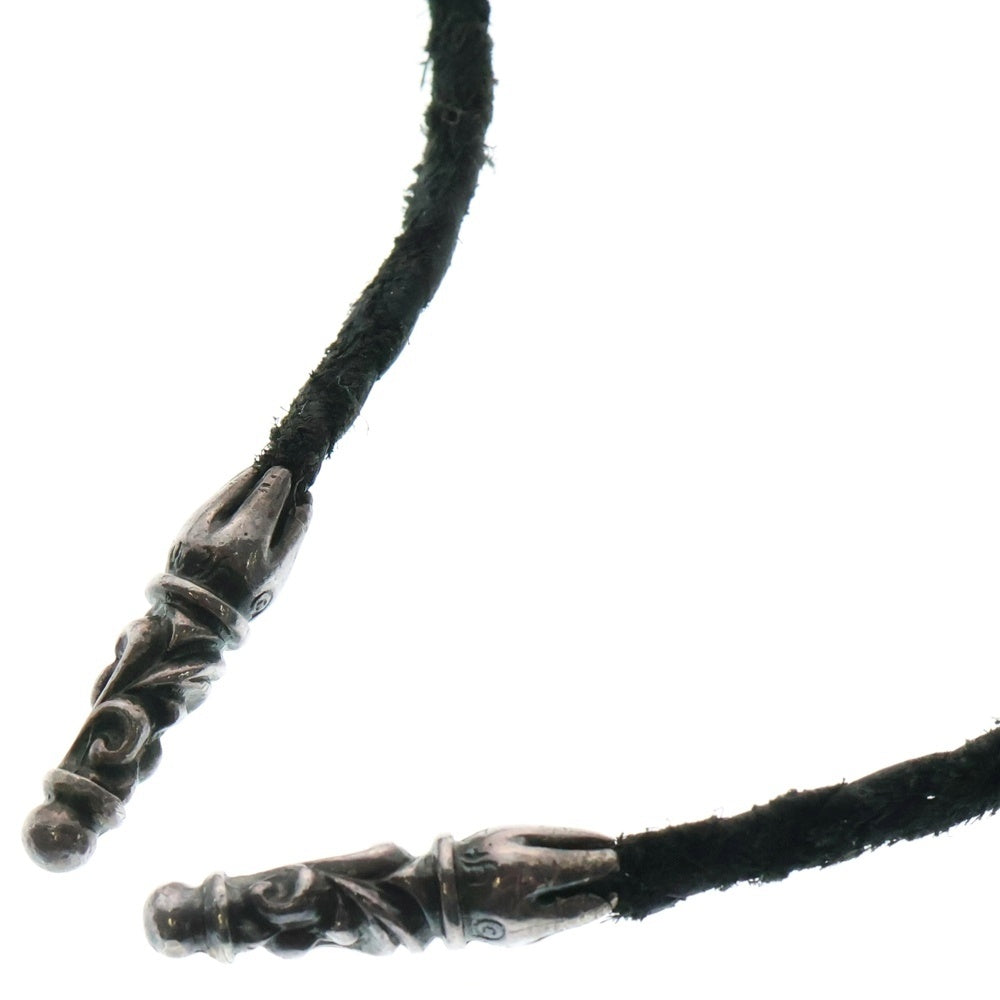 CHROME HEARTS(クロムハーツ) LEATHER BRAID SCROLL ネックレス レザーブレイドネックレス ブラック/シルバー BCA377