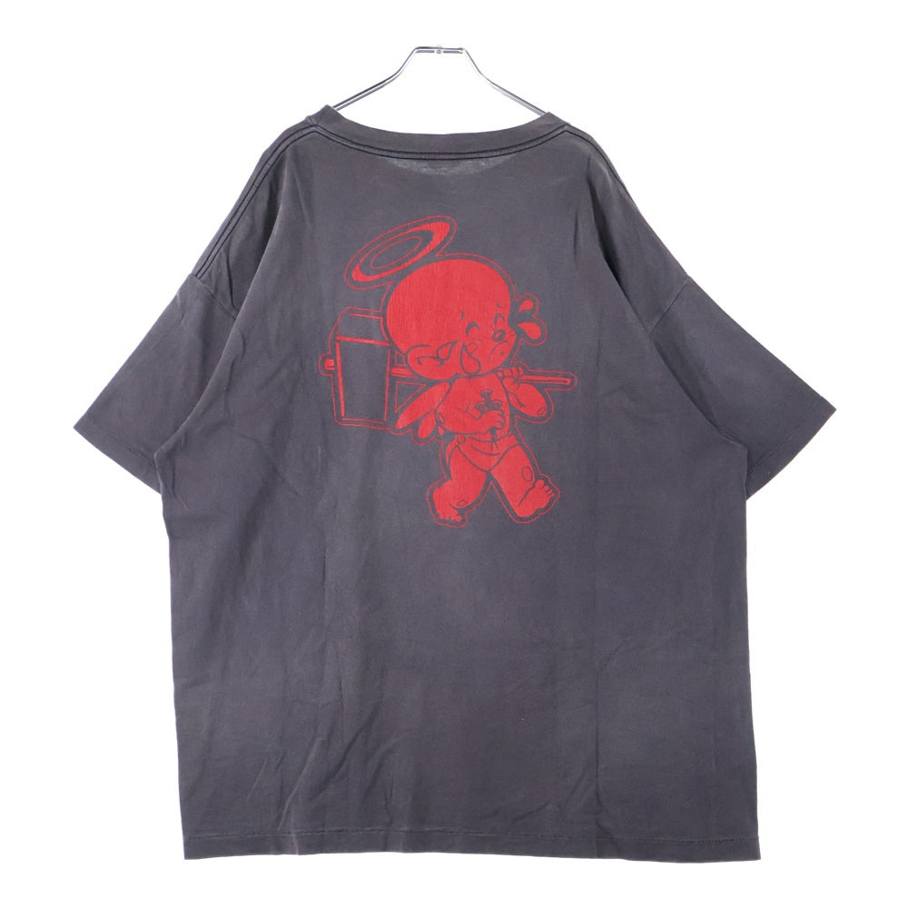 SAINT MICHAEL(セントマイケル) 22SS ×DENIM TEARS FACES SS TEE デニムティアーズ フェイス 両面プリント クルーネック 半袖Tシャツ カットソー チャコール SM-S22-0000-064