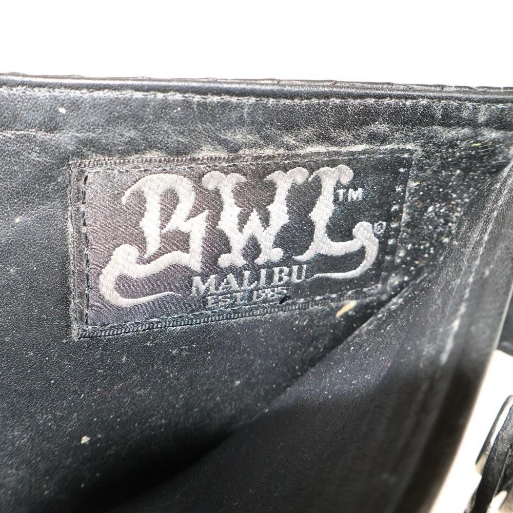 Bill Wall Leather/BWL(ビルウォールレザー) スカルコンチョボタン レザー コンパクトウォレット 二つ折り財布 ブラック/シルバー