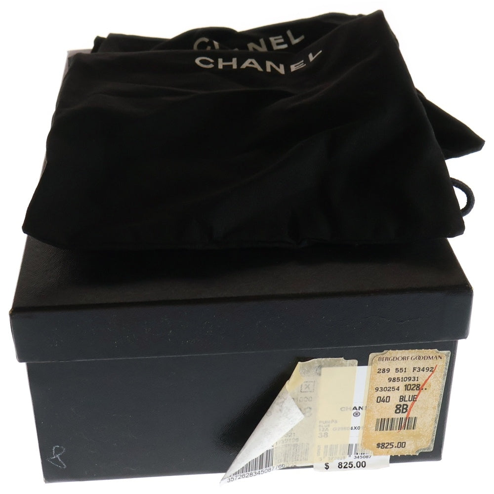 CHANEL(シャネル) ココマーク ファブリック リボン パンプス ハイヒール サンダル レディース ブラウン/ネイビー G28504