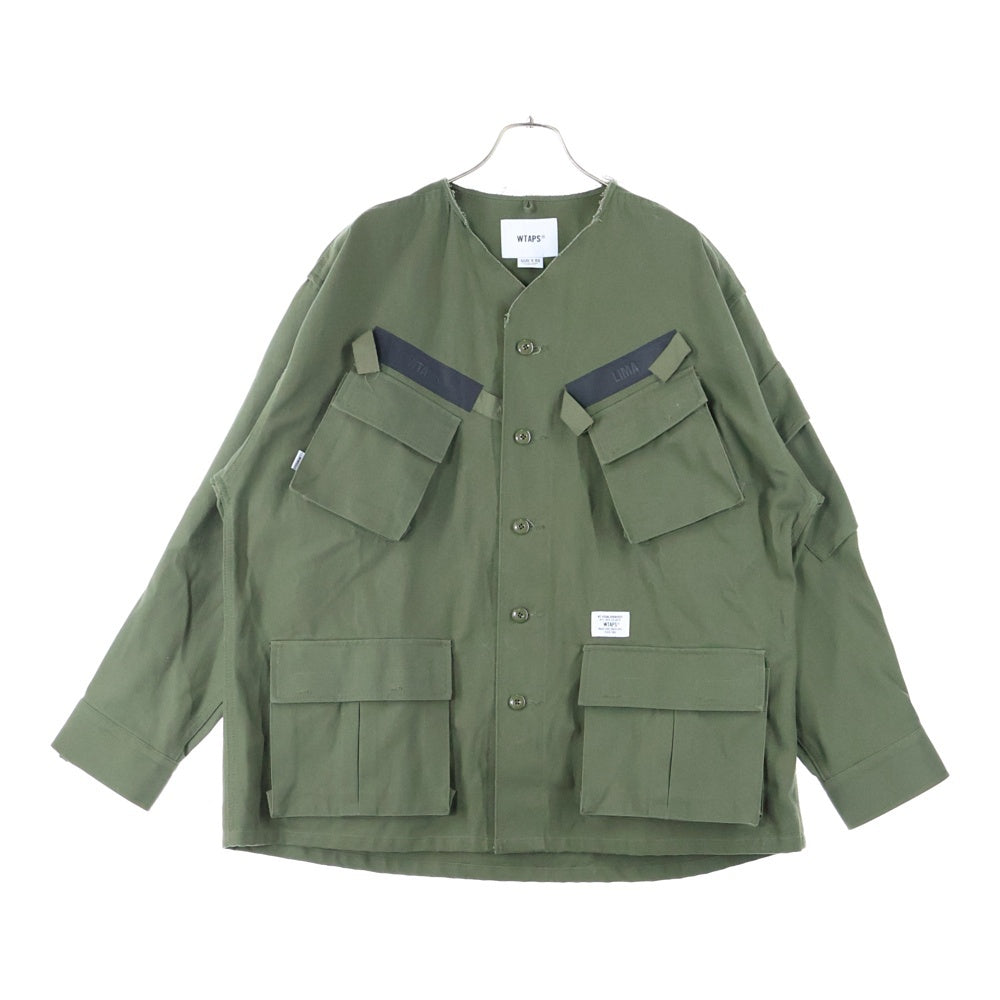 WTAPS(ダブルタップス) 24SS Scout 01 / LS / Cotton. Twill. 03 スカウト ボタンダウン マルチポケット ツイル ミリタリージャケット カーキー 241WVDT-SHM03