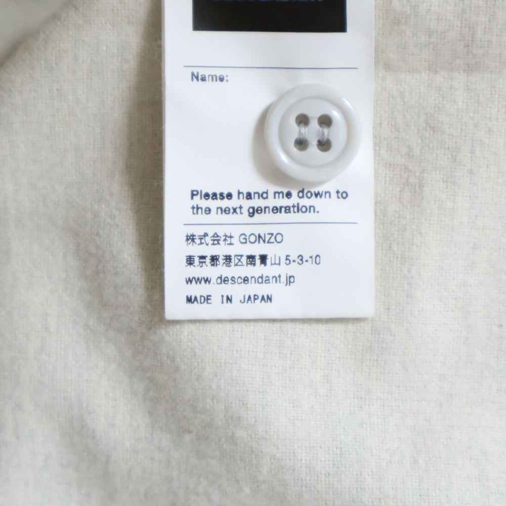 DESCENDANT(ディセンダント) 22AW BLEEK BASEBALL LS SHIRT フロントロゴ ボタンダウン ロングスリーブ 長袖ベースボールシャツ ネイビー/ホワイト 222TQDS-SHM07