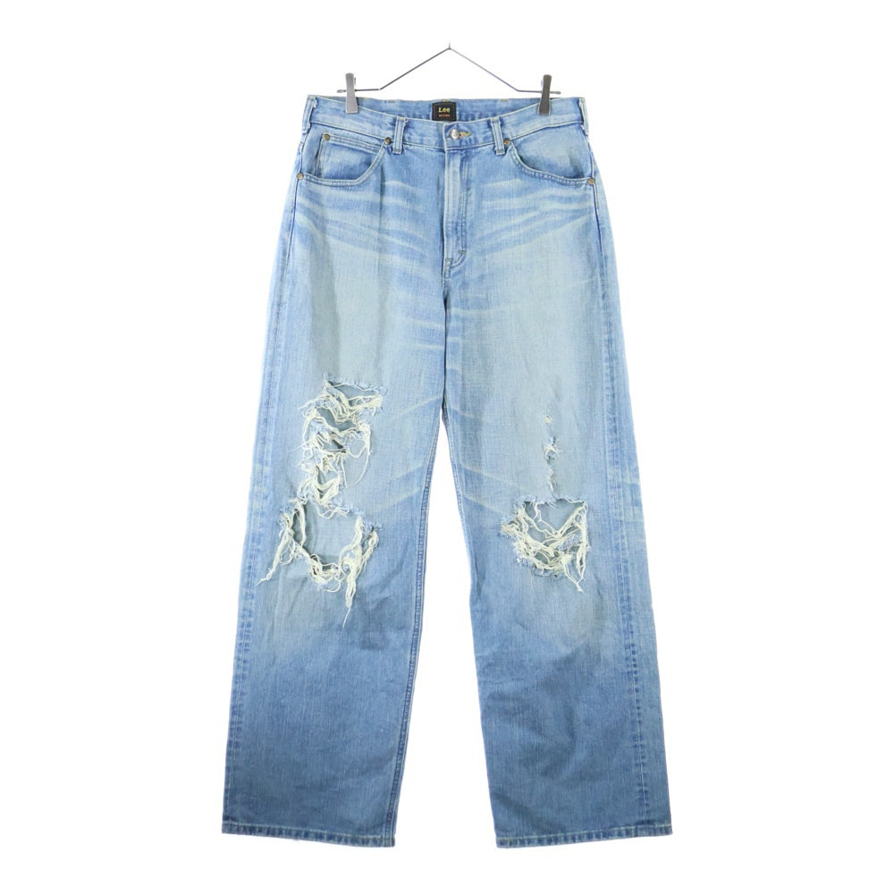 LEE(リー) 25SS xBEAMS 101 CLUSH DENIM PANTS クラッシュ ダメージ ジッパーフライ ストレートデニム パンツ インディゴ LB0624