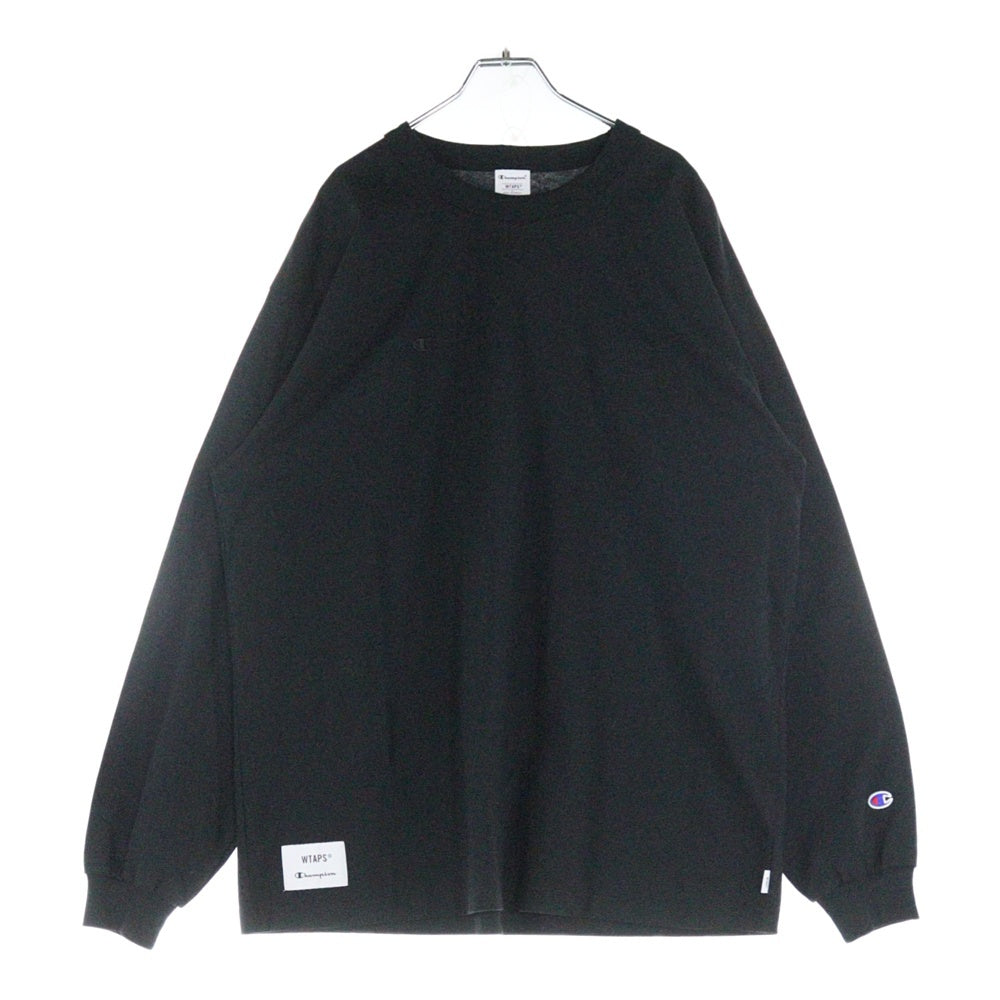 WTAPS(ダブルタップス) ×CHAMPION チャンピオン ロゴエンブロイダリー ロングスリーブ長袖Tシャツ カットソー ブラック C8-Z411