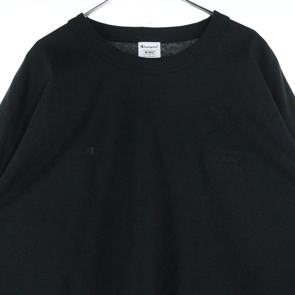 WTAPS(ダブルタップス) ×CHAMPION チャンピオン ロゴエンブロイダリー ロングスリーブ長袖Tシャツ カットソー ブラック C8-Z411