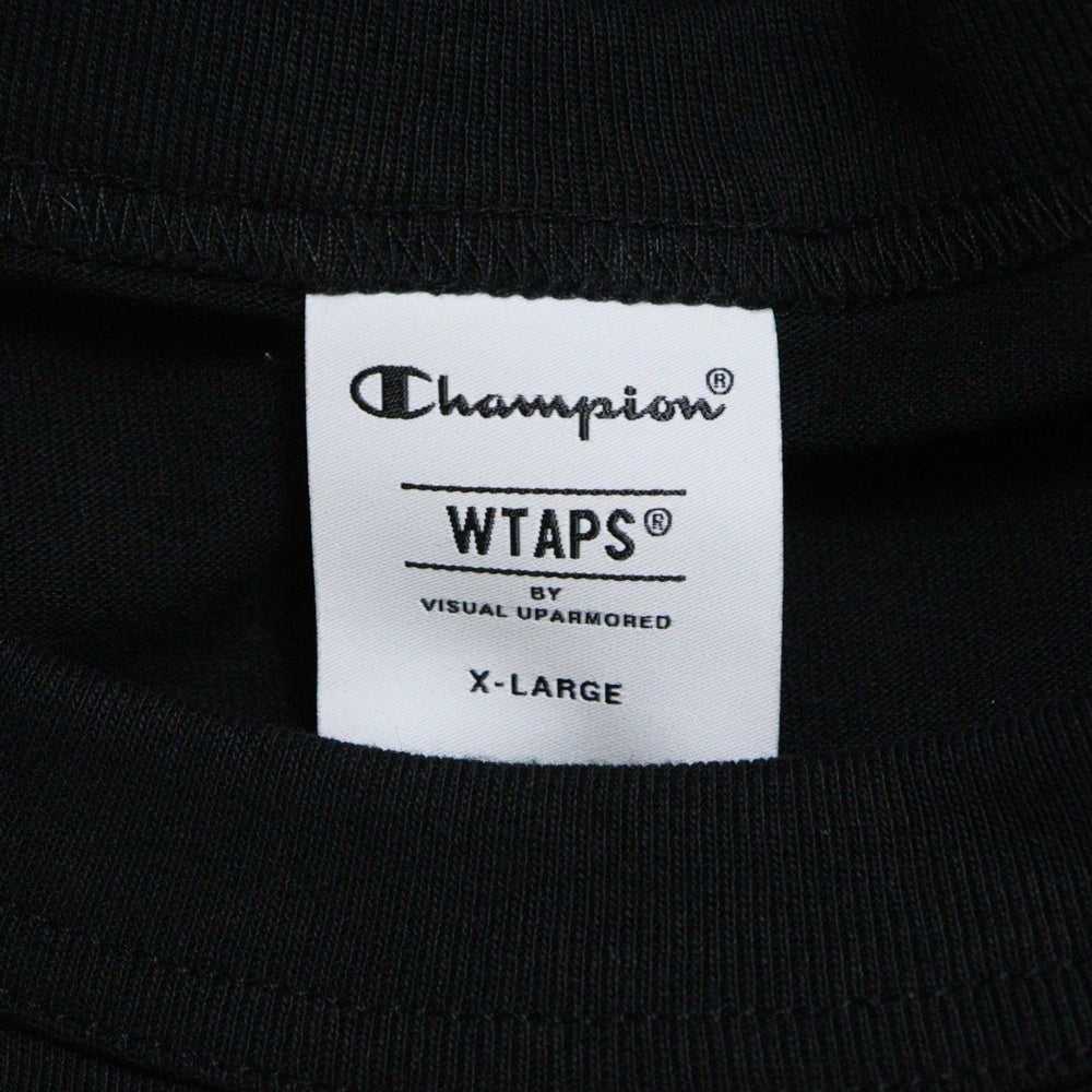 WTAPS(ダブルタップス) ×CHAMPION チャンピオン ロゴエンブロイダリー ロングスリーブ長袖Tシャツ カットソー ブラック C8-Z411