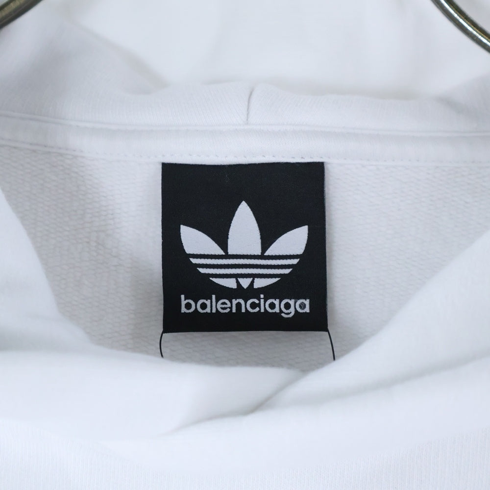 BALENCIAGA(バレンシアガ) 23SS ×adidas Large Hoodie Oversized アディダス ロゴ刺繍 オーバーサイズ スウェット プルオーバーパーカー ホワイト 712396 TNVA9