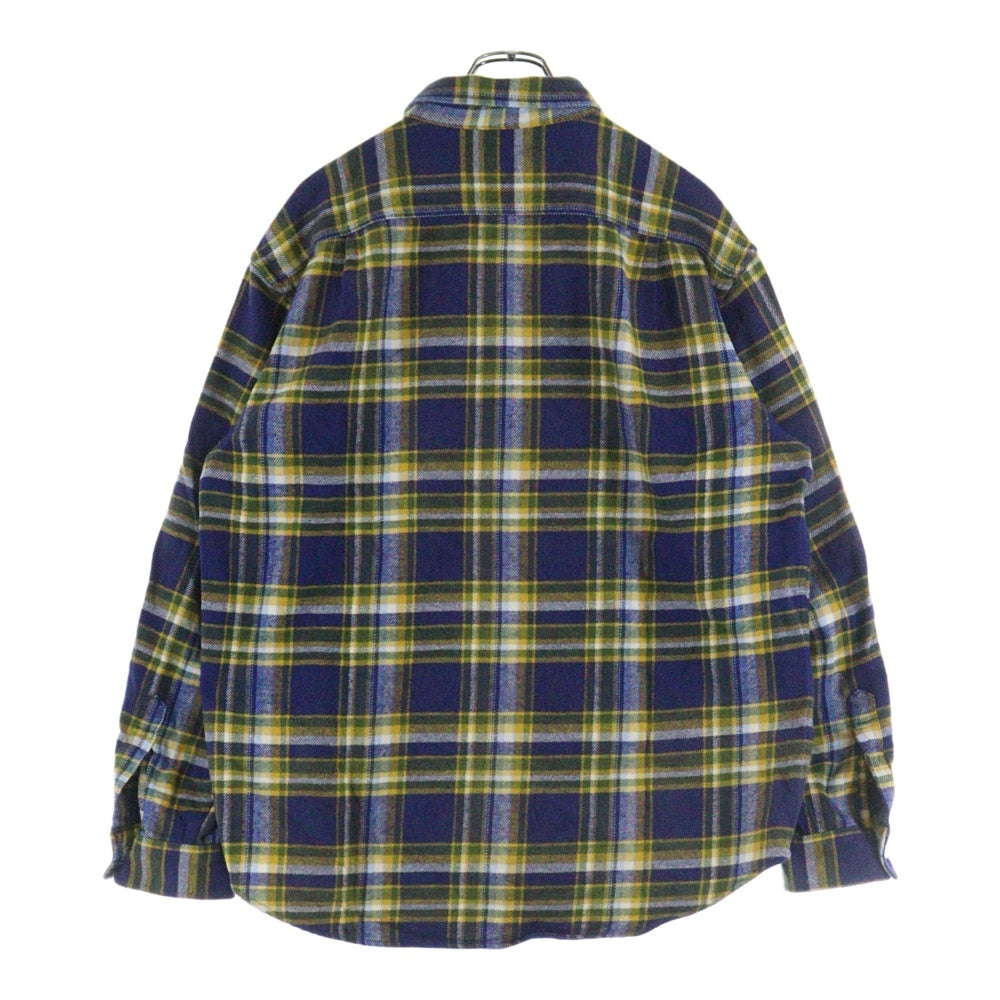SUPREME(シュプリーム) 25SS Old English Plaid Flannel Shirt オールドイングリッシュ ロゴ 刺繍 チェック プレイド フランネル 長袖 シャツ ブルー/イエロー