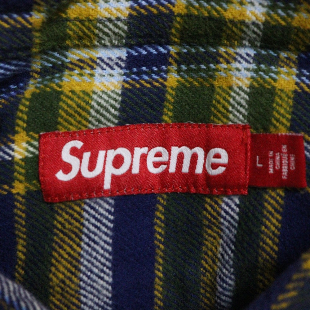 SUPREME(シュプリーム) 25SS Old English Plaid Flannel Shirt オールドイングリッシュ ロゴ 刺繍 チェック プレイド フランネル 長袖 シャツ ブルー/イエロー