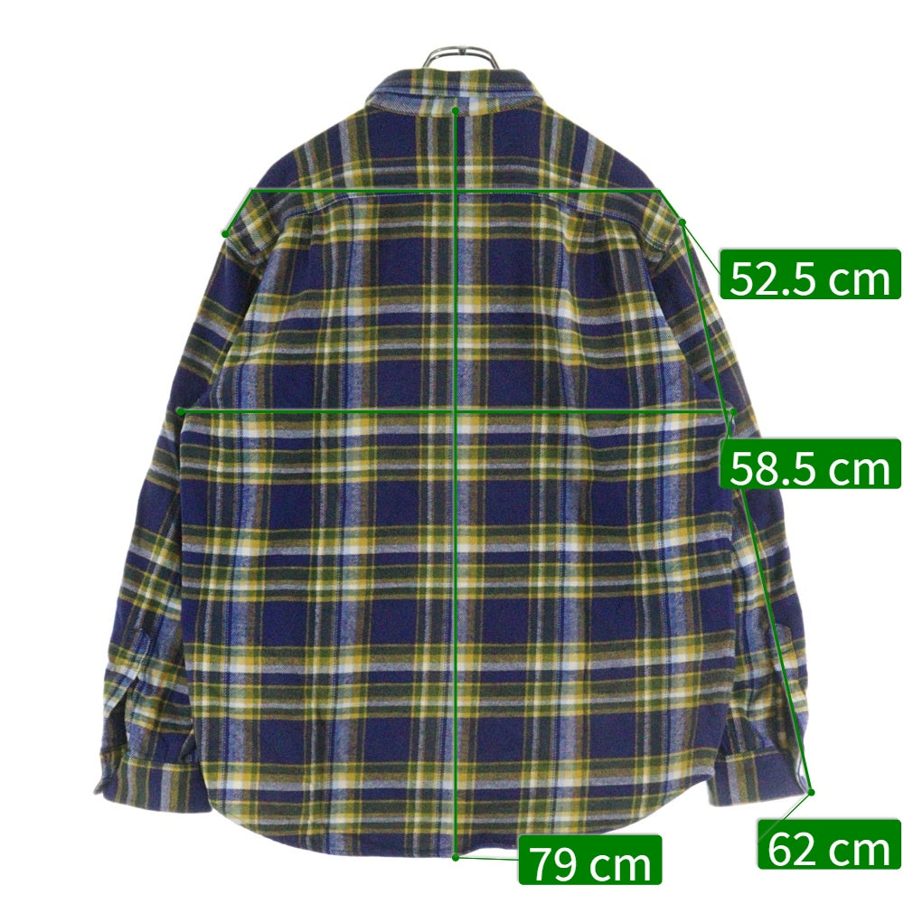 SUPREME(シュプリーム) 25SS Old English Plaid Flannel Shirt オールドイングリッシュ ロゴ 刺繍 チェック プレイド フランネル 長袖 シャツ ブルー/イエロー