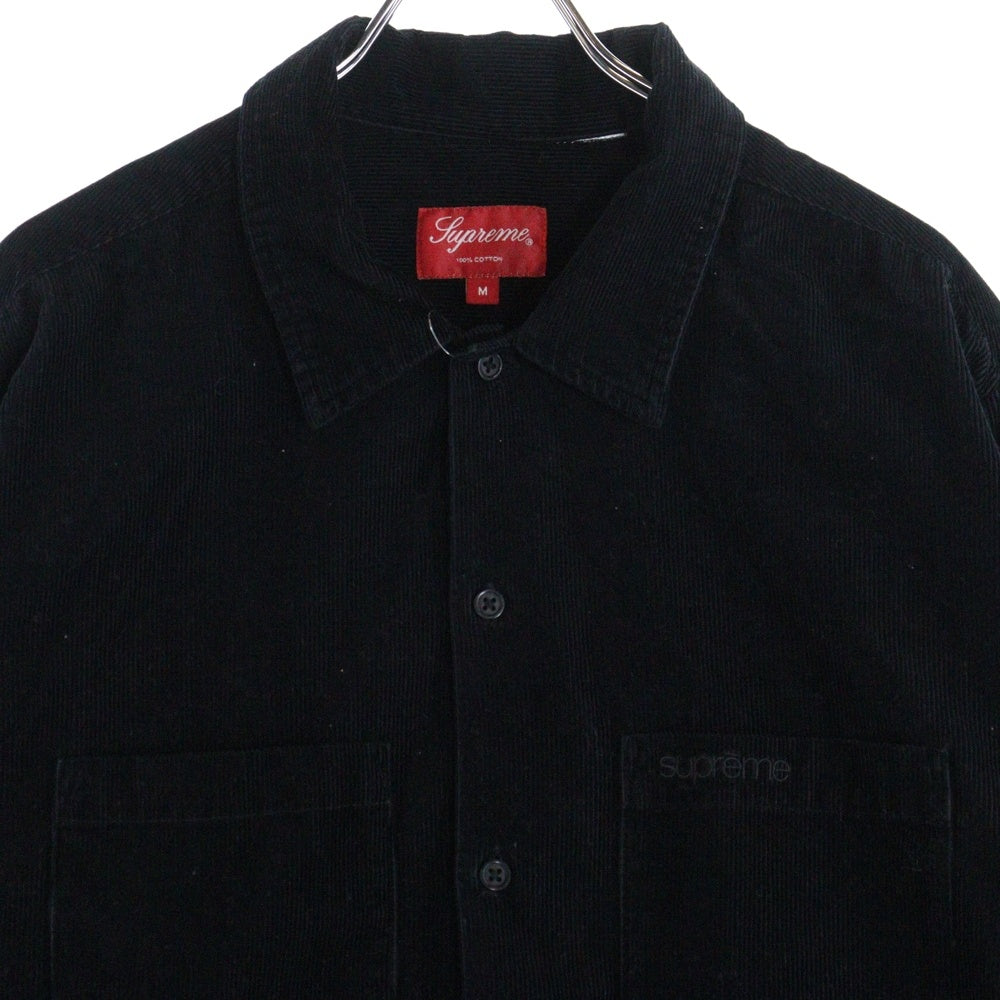 SUPREME(シュプリーム) 19AW Corduroy Shirt クラシックロゴ コーデュロイ 長袖 シャツ ブラック
