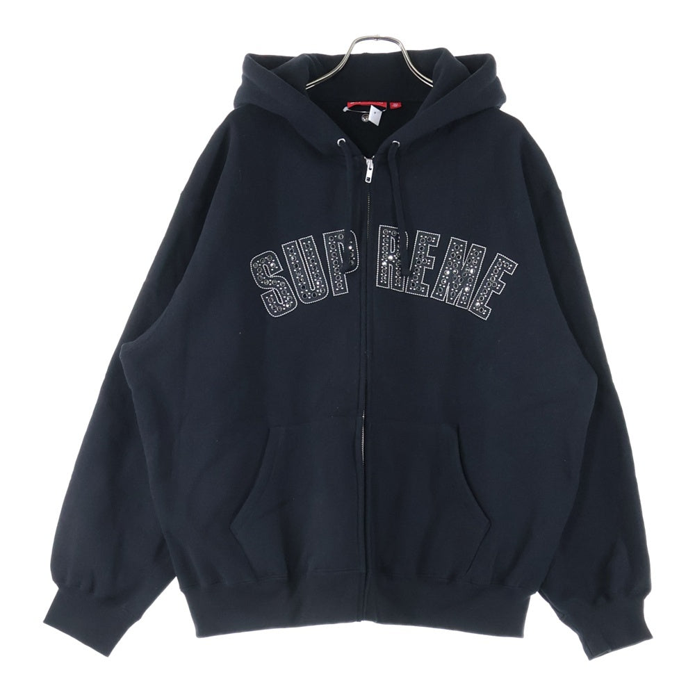 SUPREME(シュプリーム) 25SS × B.B. Simon Zip Up Hooded Sweatshirt ビービーサイモン ラインストーン スウェットジップアップパーカー ブラック