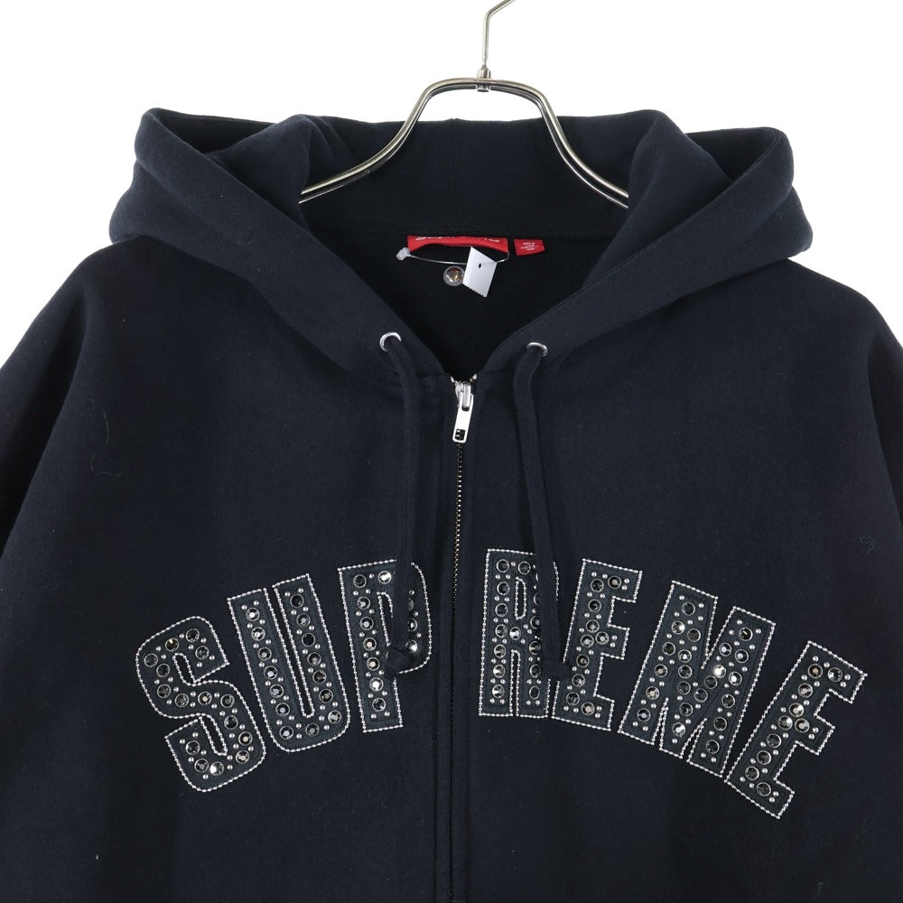 SUPREME(シュプリーム) 25SS × B.B. Simon Zip Up Hooded Sweatshirt ビービーサイモン ラインストーン スウェットジップアップパーカー ブラック