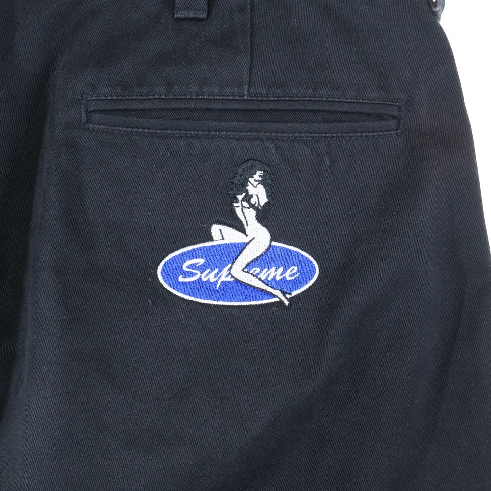 SUPREME(シュプリーム) 20AW Pin Up Chino Pant ピンアップ グラフィックエンブロイダリー チノパンツ ブラック