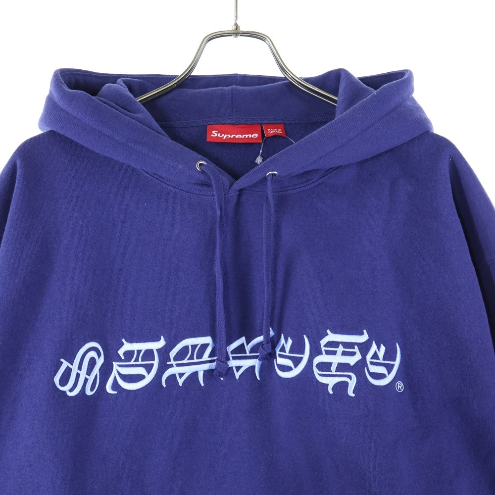 SUPREME(シュプリーム) 25SS Blackletter Hooded Sweatshirt ブラックレター ロゴエンブロイダリー スウェットプルオーバーパーカー ネイビー